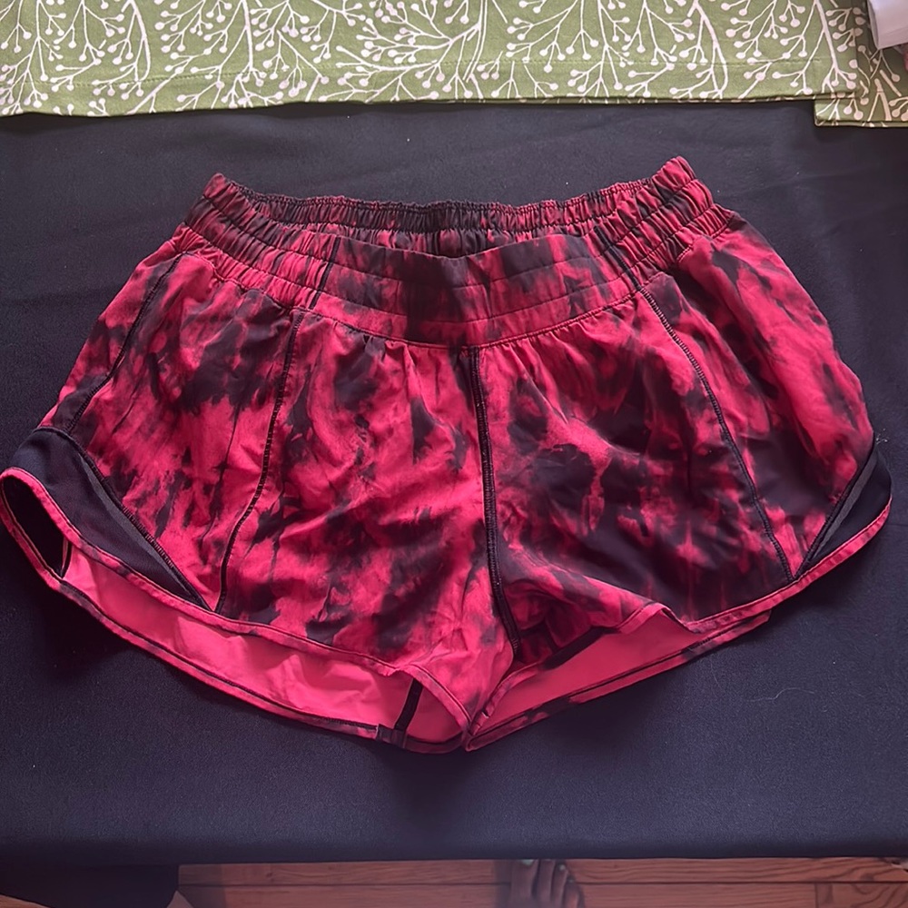 Red Tie dye print lulu lemon shorts